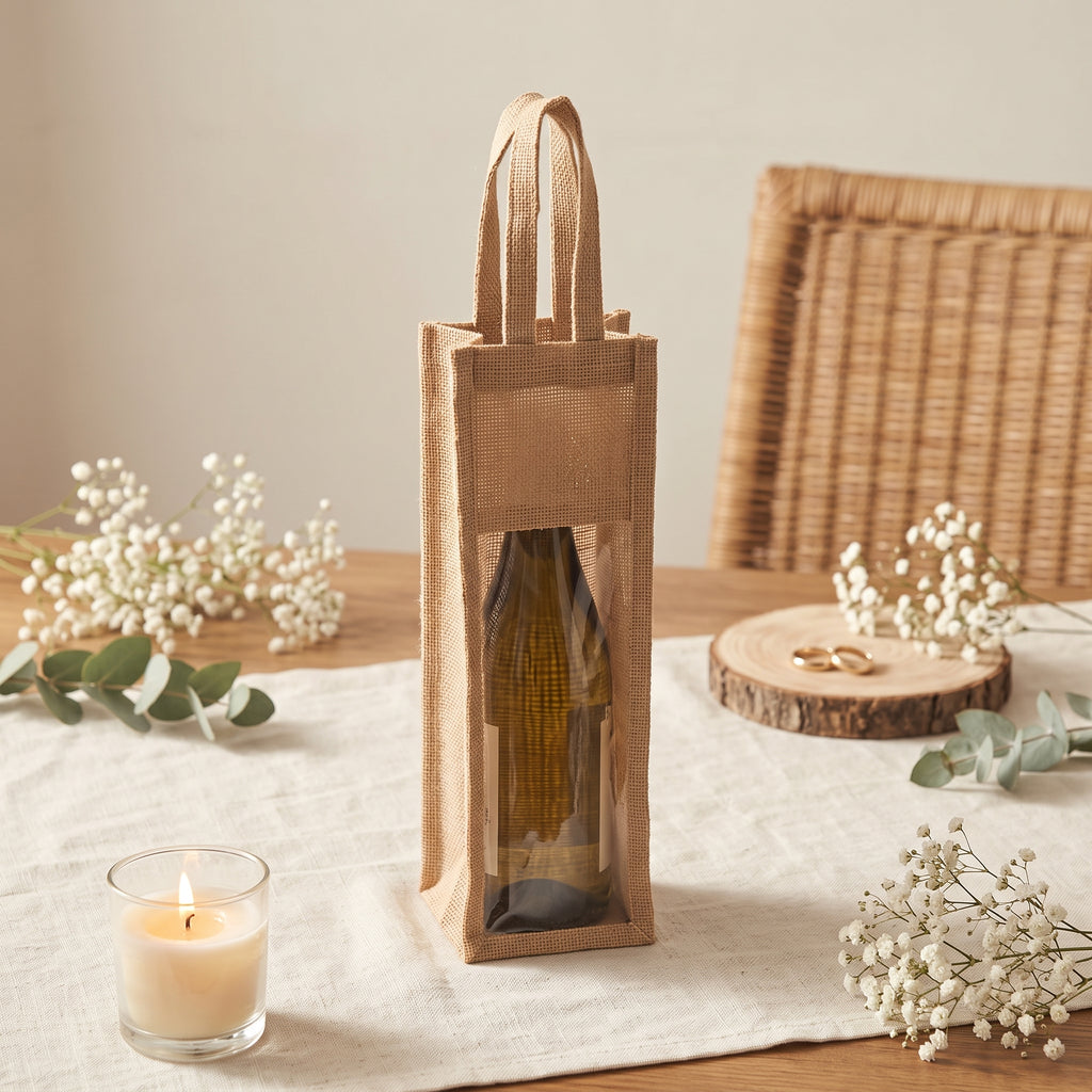 Bolsa yute para botella de vino