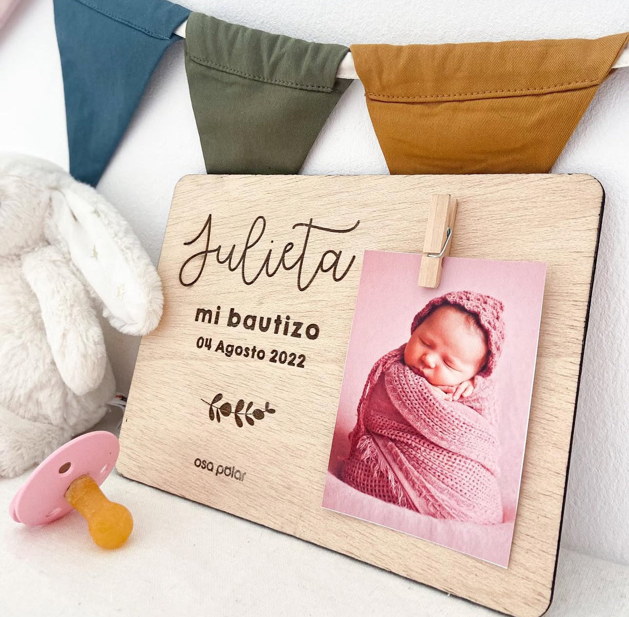 Portafotos de madera + pinza